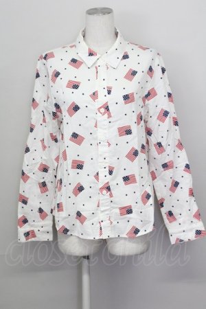 画像: Candy Stripper / 国旗柄シャツ  白Ｘ赤Ｘネイビー T-25-03-08-003-PU-BL-SA-ZI