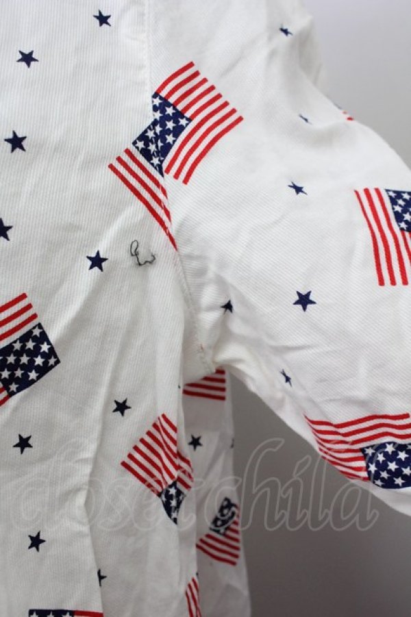 画像5: Candy Stripper / 国旗柄シャツ  白Ｘ赤Ｘネイビー T-25-03-08-003-PU-BL-SA-ZI (5)