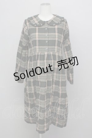 画像: merry jenny / チェック長袖ワンピース  グリーン T-25-03-08-026-LO-OP-SA-ZI