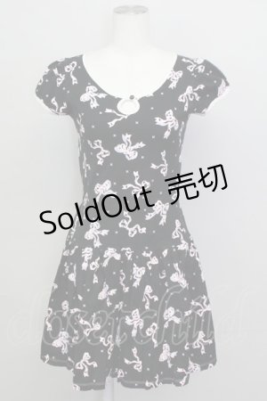 画像: MILK / シルエットRibbonワンピース  黒Ｘピンク T-25-03-08-027-ML-OP-SA-ZI