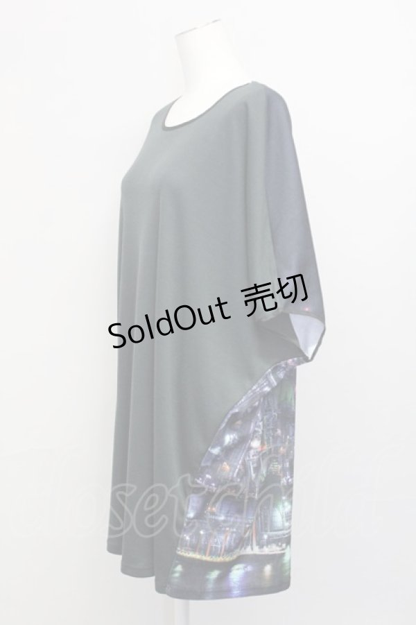 画像1: pays des fees  / 工場夜景ワンピース  黒Ｘネイビー T-25-03-08-028-PU-OP-SA-ZI (1)