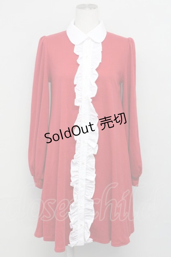 画像1: Ank Rouge / Aライン丸衿カットワンピース  レッド T-25-03-08-029-CA-OP-SA-ZI (1)