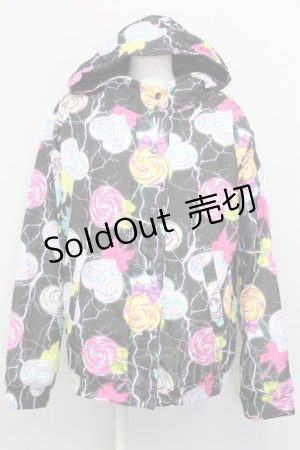 画像: 【SALE】galaxxxy / キャンディ柄中綿ジャケット  ブラック T-25-03-08-031-PU-CO-SA-ZT-C046