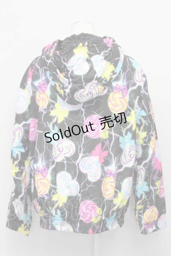 画像2: 【SALE】galaxxxy / キャンディ柄中綿ジャケット  ブラック T-25-03-08-031-PU-CO-SA-ZT-C046 (2)
