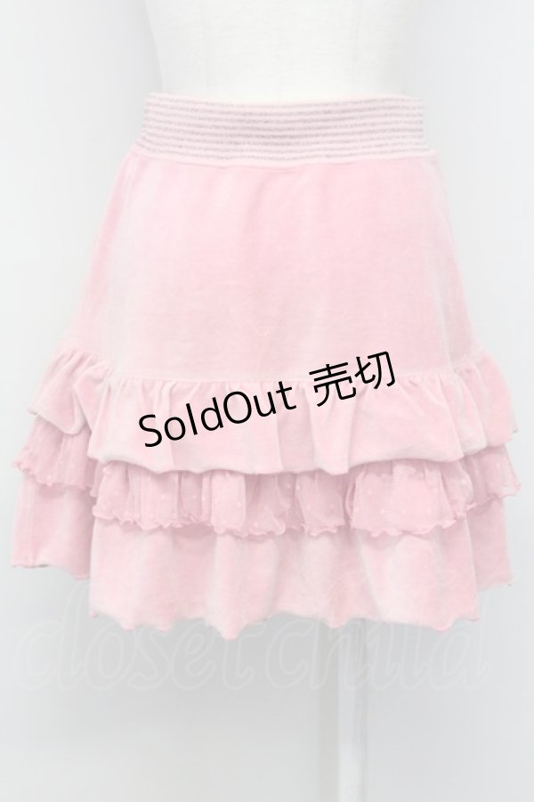 画像2: Emily Temple cute / 刺繍入りベロアフリルミニスカート  ピンク T-25-03-08-035-ET-SK-SA-ZI (2)