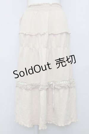 画像: Emily Temple cute / はしごレースリボンロングカットスカート  ベージュ T-25-03-08-036-ET-SK-SA-ZI