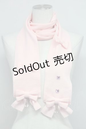 画像: MILK / リボン付ニットスカーフ  ピンク T-25-03-08-037-ML-ZA-SA-ZI