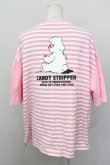 画像2: Candy Stripper / BEARボーダー半袖カットソー  ピンクＸ白 T-25-03-08-008-PU-TO-SA-ZI (2)