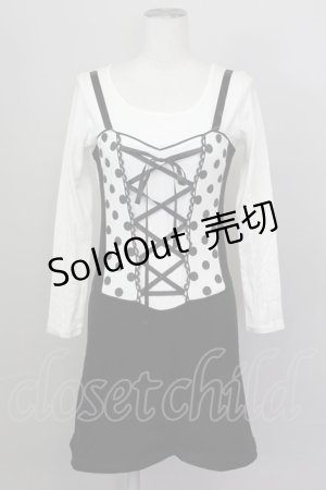 画像: MILK / コルセットデザインカットワンピース  白Ｘ黒 T-25-03-08-002-ML-OP-SA-ZI