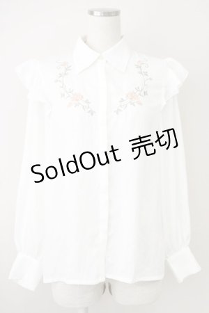 画像: an another angelus / シュラブローズ刺繍シャツ  白 T-25-03-14-005-CA-BL-SA-ZI