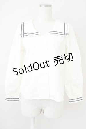 画像: Fi.n.t / ダブルライン使いセーラーシャツ  白 T-25-03-14-007-CA-BL-SA-ZI