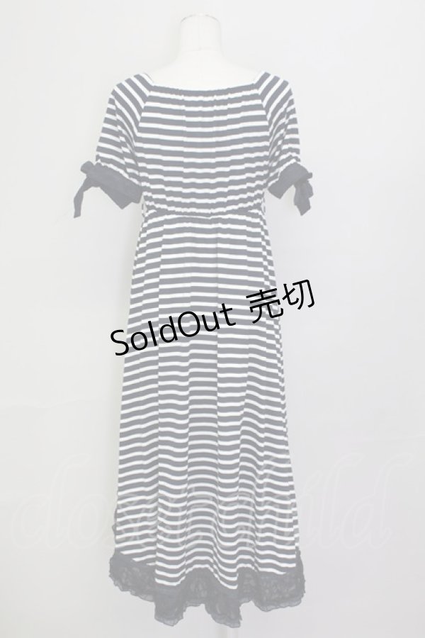 画像2: axes femme / ボーダー柄マキシワンピース  ネイビーＸ白 T-25-03-15-022-AX-OP-SA-ZT (2)
