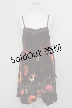 画像: axes femme / ベロア花柄プリントキャミチュニ  ブラウン T-25-03-15-023-AX-TO-SA-ZT436