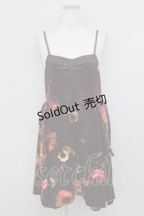 画像1: axes femme / ベロア花柄プリントキャミチュニ  ブラウン T-25-03-15-023-AX-TO-SA-ZT436 (1)