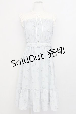 画像: axes femme / レース切替花柄ワンピース M サックス T-25-03-15-027-AX-OP-SA-ZT