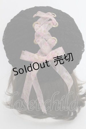 画像: Princess Melody / レースアップリボンレースベレー  黒Ｘピンク T-25-03-15-046-EL-AC-SA-ZT-K007