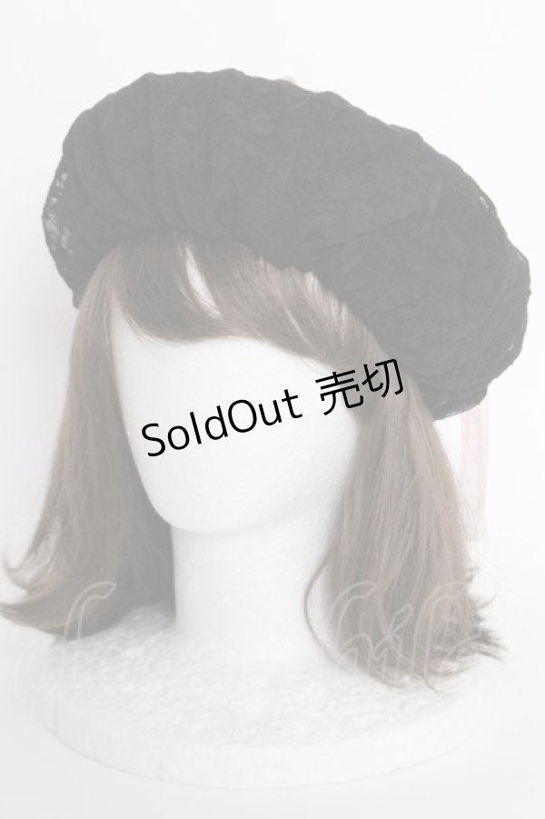 画像2: Princess Melody / レースアップリボンレースベレー  黒Ｘピンク T-25-03-15-046-EL-AC-SA-ZT-K007 (2)