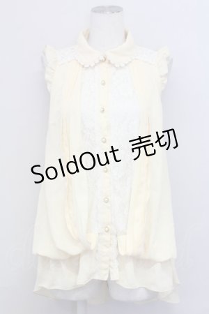 画像: axes femme / ノースリーブレース配色ロングブラウス  イエローＸ白 T-25-03-15-008-AX-BL-SA-ZT