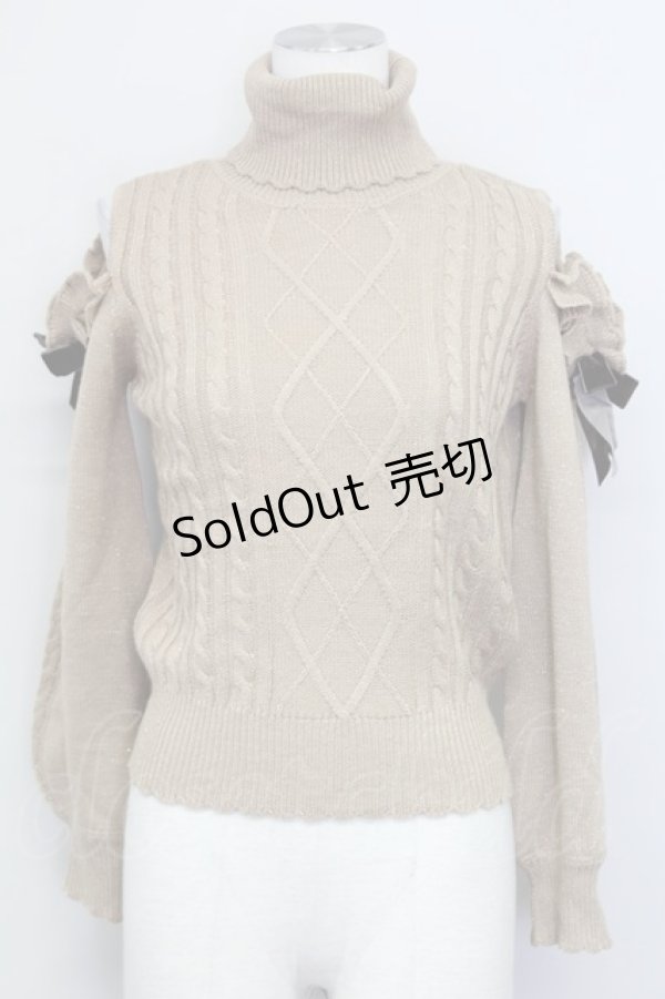 画像1: axes femme POETIQUE / ラメニットオフショルハイネックニット  アイボリー T-25-03-15-010-AX-TO-SA-ZT (1)