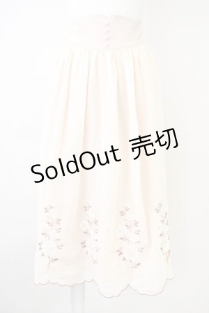 画像: an another angelus / ローズ刺繍シフォンスカート  ピンク T-25-03-17-021-CA-SK-SA-ZI