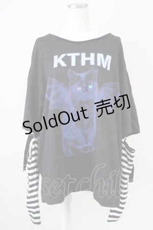 画像: Amilige / KTHMアームウォーマー付きTシャツ  黒Ｘ白Ｘ青 T-25-03-17-005-PU-TO-SA-ZT