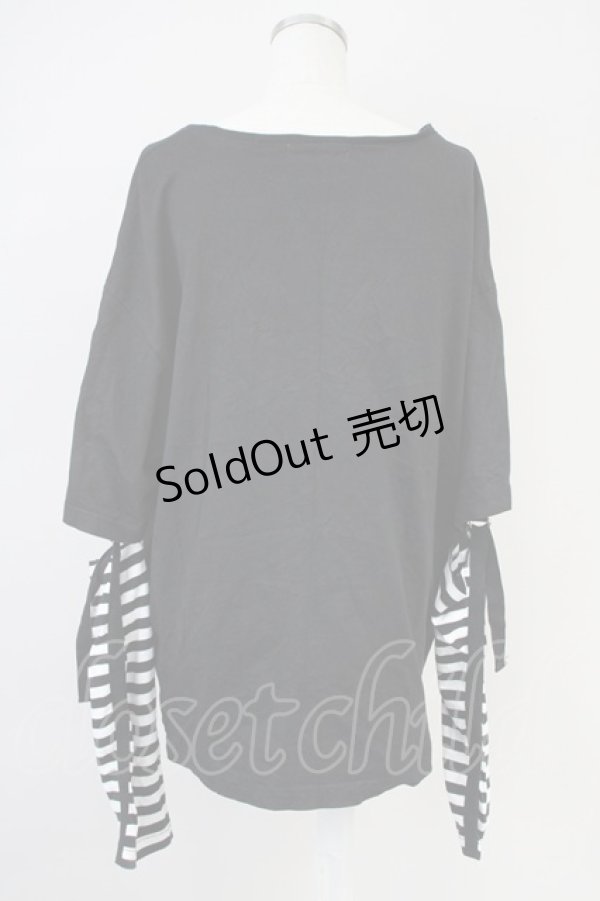 画像2: Amilige / KTHMアームウォーマー付きTシャツ  黒Ｘ白Ｘ青 T-25-03-17-005-PU-TO-SA-ZT (2)