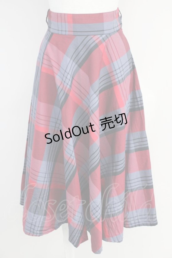 画像1: an another angelus / ビッグチェックフレアースカート  赤Ｘグレーチェック T-25-03-19-036-CA-SK-HD-ZT375 (1)