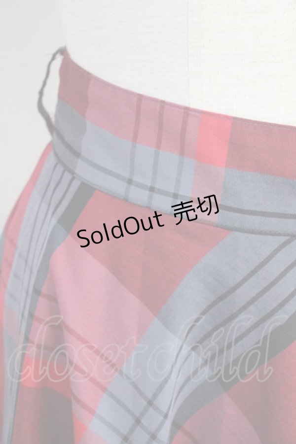 画像3: an another angelus / ビッグチェックフレアースカート  赤Ｘグレーチェック T-25-03-19-036-CA-SK-HD-ZT375 (3)