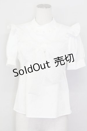 画像: 【SALE】Ank Rouge / パール付きハイネックブラウス M ホワイト T-25-03-20-001-CA-BL-SA-ZT001