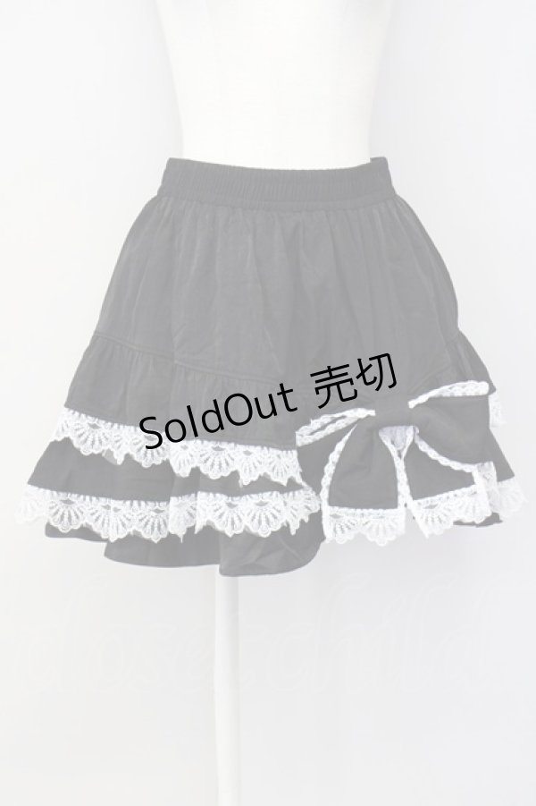 画像1: DARK IN LOVE /  Black lolita white bow contrast mini skirt  黒Ｘ白 T-25-03-20-020-PU-SK-SA-ZT (1)