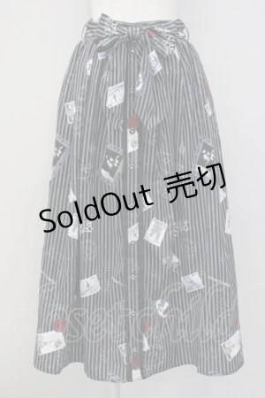 画像: 【SALE】axes femme / ボン・ヴォヤージュ柄スカート  黒 T-25-03-20-022-AX-SK-SA-ZT058