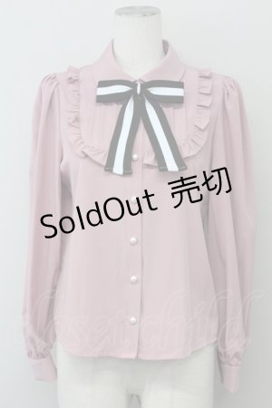 画像: Ank Rouge / 配色リボンブラウス M ピンク T-25-03-20-003-CA-BL-SA-ZT