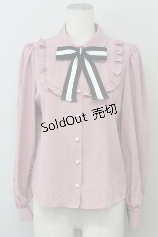 画像1: Ank Rouge / 配色リボンブラウス M ピンク T-25-03-20-003-CA-BL-SA-ZT (1)
