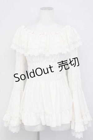 画像: ATELIER PIERROT / Shirring princess sleeve blouse  アイボリー T-25-03-20-005-EL-BL-SA-ZT001