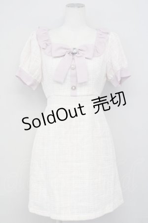 画像: Ank Rouge / フリルリボンツイードワンピース M ピンク T-25-03-20-006-CA-OP-SA-ZT