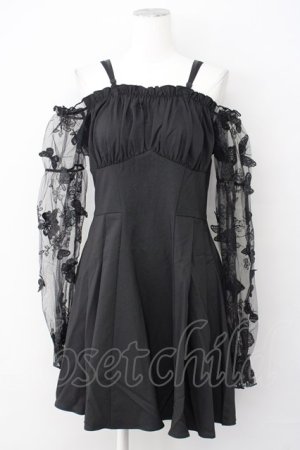 画像: DARK IN LOVE / Gothic Sexy Off-Shoulder Lacey Sleeves Dress L ブラック T-25-03-20-013-PU-OP-SA-ZT001