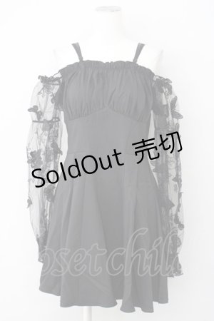 画像: DARK IN LOVE / Gothic Sexy Off-Shoulder Lacey Sleeves Dress L ブラック T-25-03-20-013-PU-OP-SA-ZT001