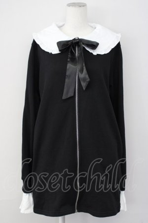 画像: KRY CLOTHING / 「NUTOKUCHO」レースアップスリーブ襟リボンワンピ  ブラック×ホワイト T-25-03-20-014-EL-OP-SA-ZT001