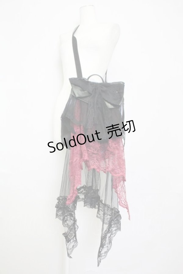 画像1: MR corset / リボンレースリュック  黒Ｘボルドー T-25-03-21-020-PU-BG-SA-ZT (1)