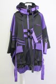 画像1: REFLEM / サイバー切り替えボリュームネック半袖ジャージパーカー  黒Ｘ紫 T-25-03-21-010-PU-TO-SA-ZI (1)