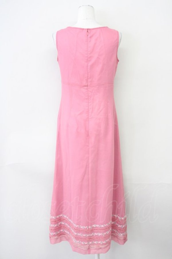 画像2: L'EST ROSE / 裾梯子レース&花刺繍ワンピース  ピンク T-25-03-26-020-LO-OP-SA-ZT448 (2)