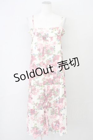 画像: L'EST ROSE / バラ柄キャミソールワンピース 2 ピンクＸ白 T-25-03-26-021-LO-OP-SA-ZI