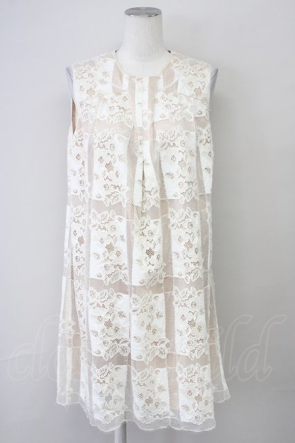 画像1: ANNA SUI / フラワーレースリボンノースリーブワンピース 2 ベージュ T-25-03-26-022-PU-OP-SA-ZI (1)