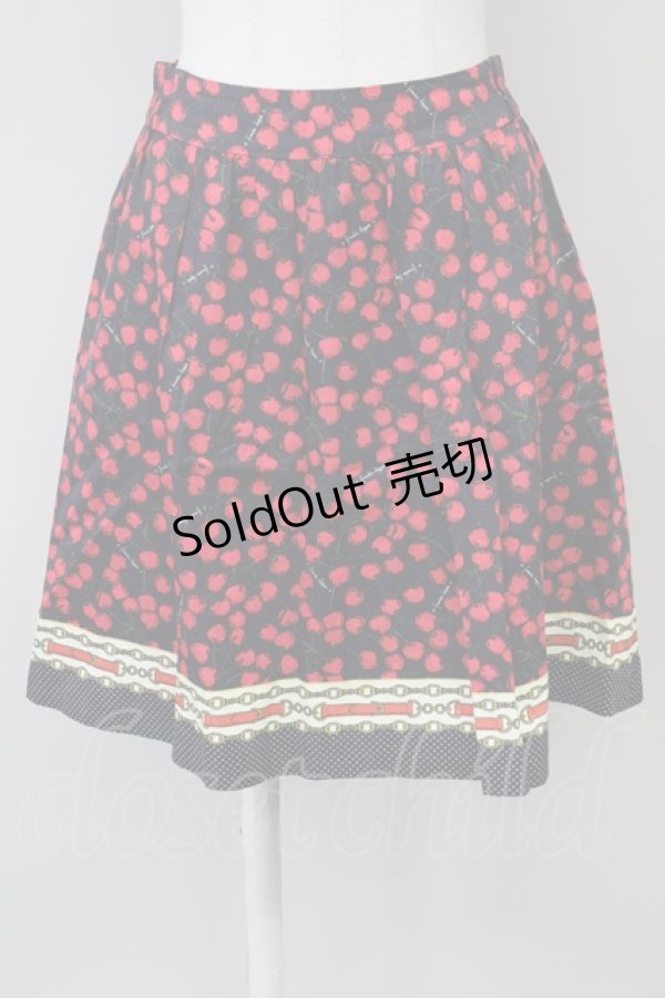 画像1: Franche Lippee / チェリー柄スカート  黒Ｘ赤 T-25-03-26-026-LO-SK-SA-ZI (1)