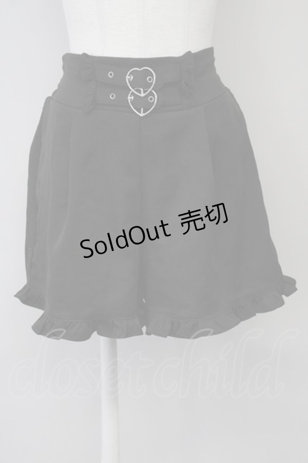 画像1: MA*RS / Wハート＆フリルショートパンツ  黒 T-25-03-26-030-EL-PA-SA-ZT (1)