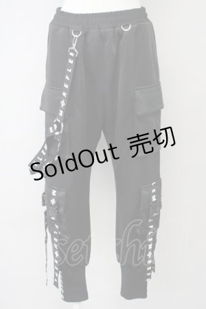 画像: REFLEM / ハーネスロゴベルトカーゴパンツ  黒Ｘ白 T-25-03-26-033-PU-PA-SA-ZI