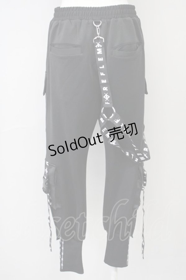 画像2: REFLEM / ハーネスロゴベルトカーゴパンツ  黒Ｘ白 T-25-03-26-033-PU-PA-SA-ZI (2)