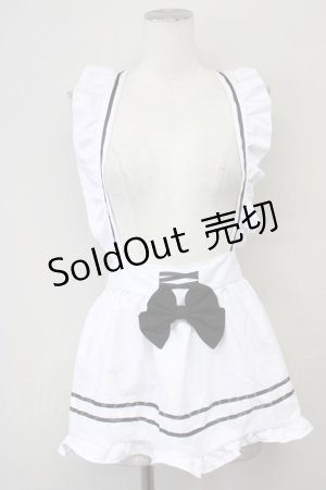 画像: MARBLE / リボンフリルエプロン  白Ｘ黒 T-25-03-26-035-GO-ZA-SA-ZI