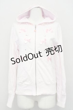 画像: Nile Perch / リボン&ラインストーンZIPパーカー  ピンク T-25-03-26-002-LO-TO-SA-ZT
