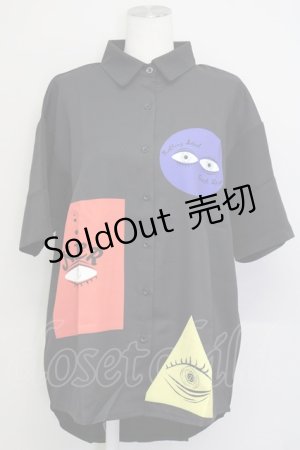 画像: NieR Clothing / UNISEX SHIRT【EYE】  黒Ｘ青Ｘ赤Ｘ色 T-25-03-26-011-PU-BL-SA-ZI